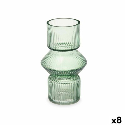 Vase Stripes Green Crystal...