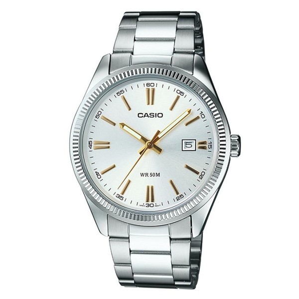 Ladies' Watch Casio LADY DATE - ARGENTEE, GOLD INDEXES (Ø 30 mm) (Ø 32 mm)