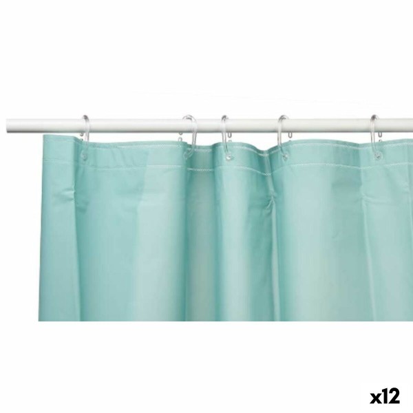 Shower Curtain Berilo SC-MIX-01-GREEN Green Polyethylene EVA 180 x 180 cm (12 Units)