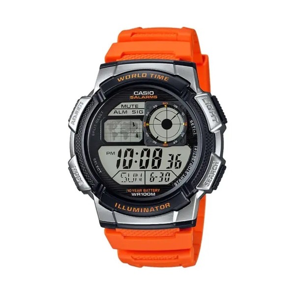 Vīriešu Pulkstenis Casio WORLD TIME ILLUMINATOR Oranžs (Ø 43 mm)