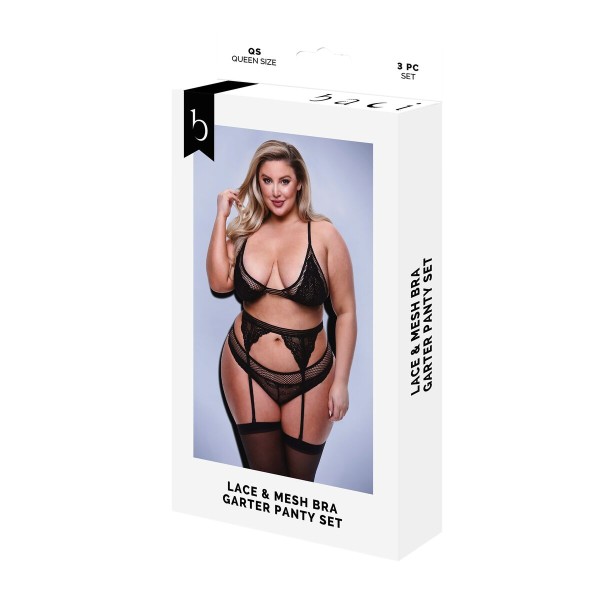 Набор нижнего белья Baci Lingerie Чёрный 3 Предметы (Queen)
