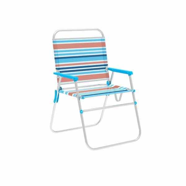 Marbueno Folding Chair Aluminum Orange and Blue Stripes Beach Pool 52X56X80 cm 10462