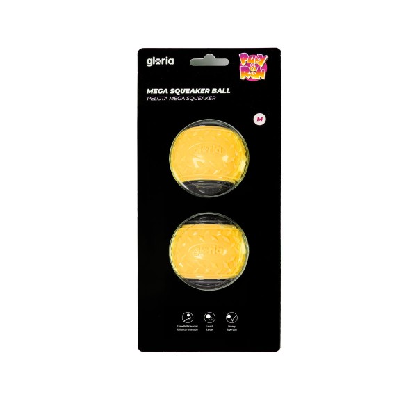 Kamuolys naminiams gyvūnėliams Gloria PLAY AND RUN Geltona TPR M 6,35 cm 2 vnt.