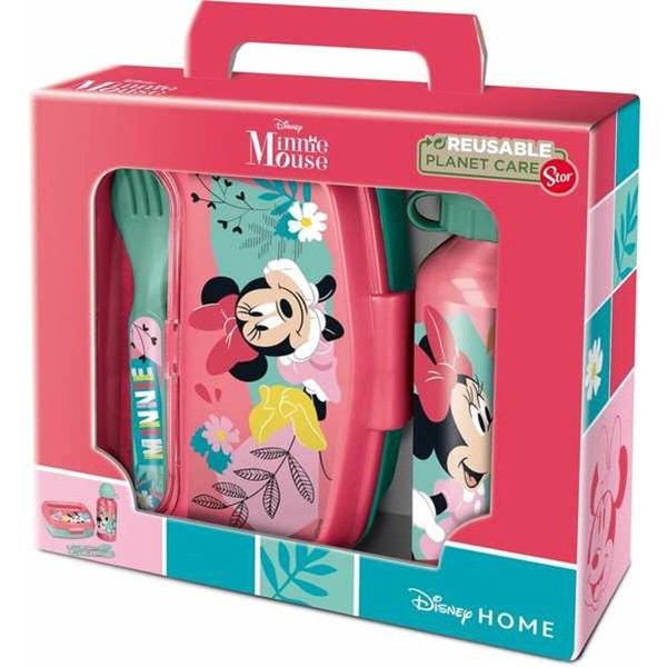 Lounaslaatikko integroidulla kannulla Minnie Mouse Pinkki 21 x 18 x 7 cm