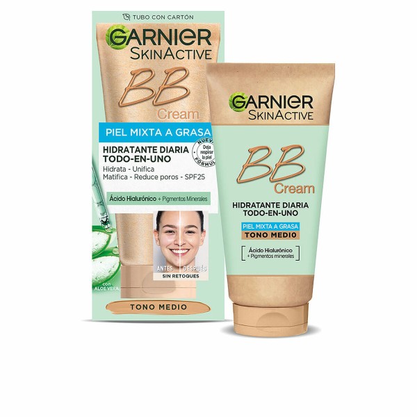 Drėkinamasis kremas su spalva Garnier Skinactive Bb Cream Mišraus tipo oda Riebaluota oda Medium 50 ml Spf 25