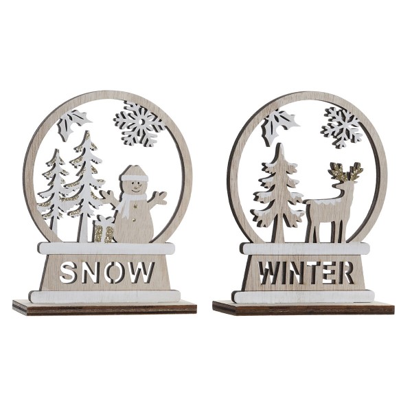 Ziemassvētku Nieciņš DKD Home Decor Koks Ziemeļbrieži (12 x 4 x 15 cm) (2 gb.)