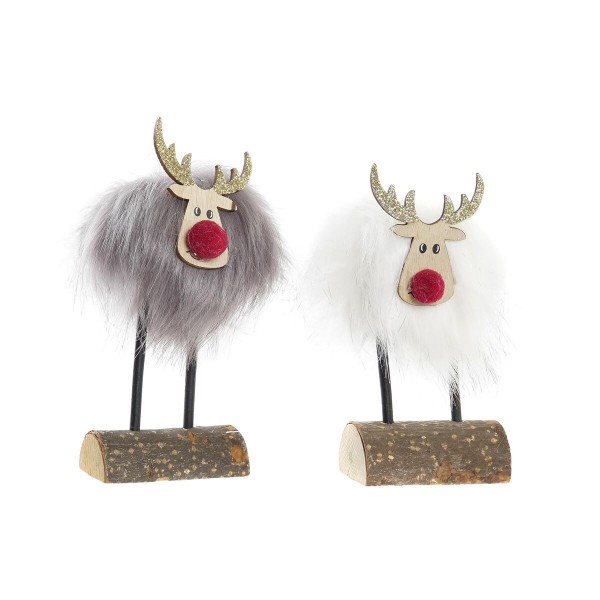 Ziemassvētku Nieciņš DKD Home Decor Poliesters Ziemeļbrieži (7 x 5 x 16 cm) (2 gb.)