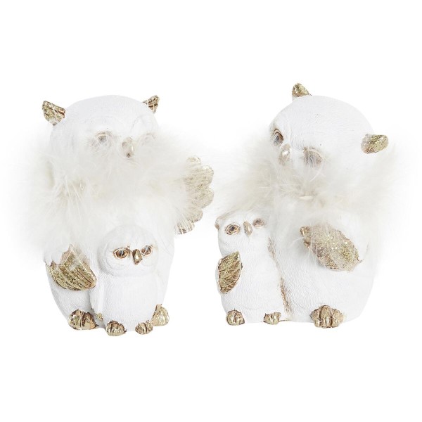 Kalėdų papuošalai DKD Home Decor Pelėda Derva (7,5 x 7 x 10 cm) (2 vnt.)