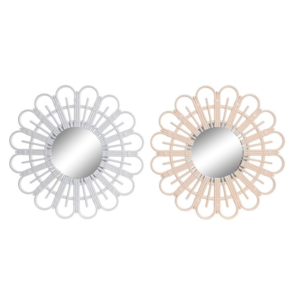 Sieninis veidrodis DKD Home Decor Scandi Stiklas Natūralus Balta polipropileno (50 x 2,5 x 50 cm) (2 vnt.)