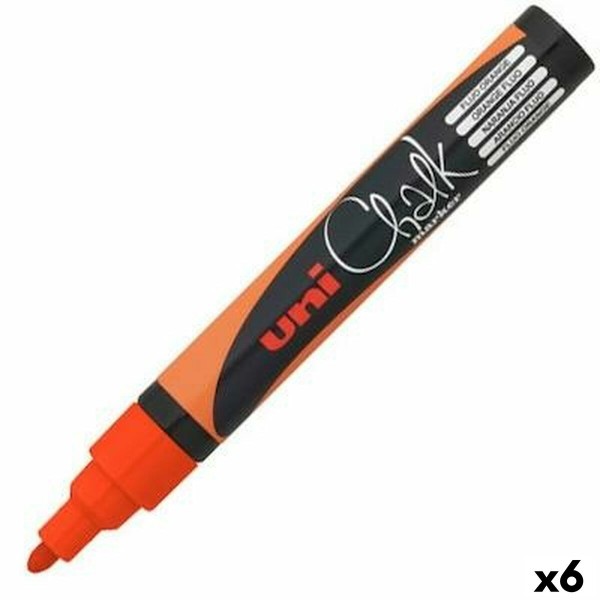 Liitutaulutussit Uni-Ball PWE-5M Fluor Oranssi (6 osaa)