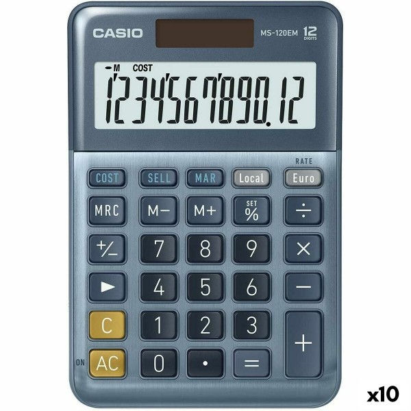 Kalkulaator Casio MS-100EM Sinine (10 Ühikut)
