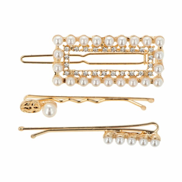 Bun hairpins Inca Golden Beads 3 Pieces