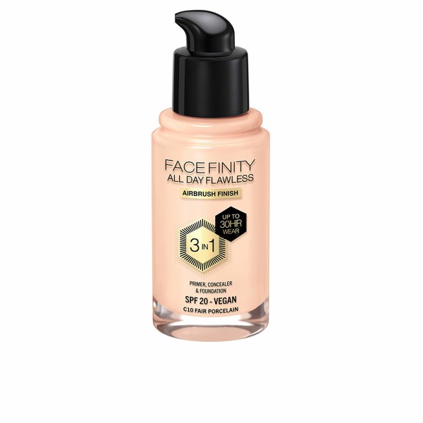 Meigi aluskreem Max Factor Face Finity All Day Flawless 3-in-1 Spf 20 Nº C10 Fair porcelain 30 ml