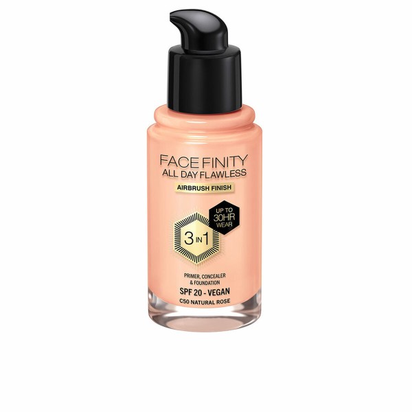 Kremas-makiažo pagrindas Max Factor Face Finity All Day Flawless 3 viename Spf 20 Nº C50 Natural rose 30 ml