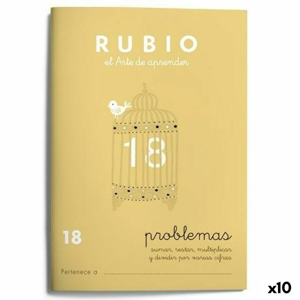 Matemaatika töövihik Rubio Nº 18 A5 hispaania 20 Lehed (10 Ühikut)