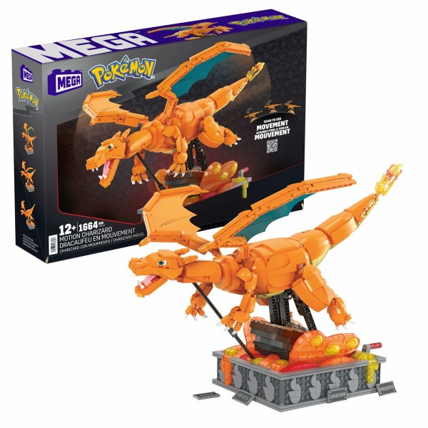 Konstrukciju komplekts Pokémon Mega Construx - Motion Charizard 1664 Daudzums