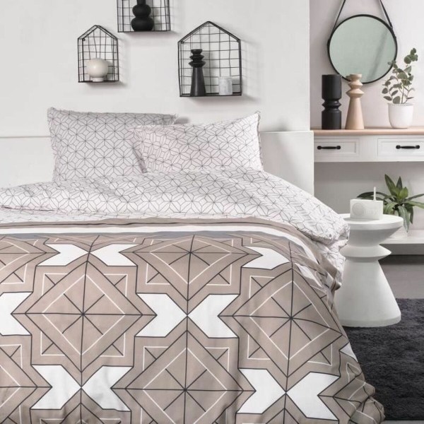 Duvet cover set TODAY Beige 240 x 200 cm Geometric