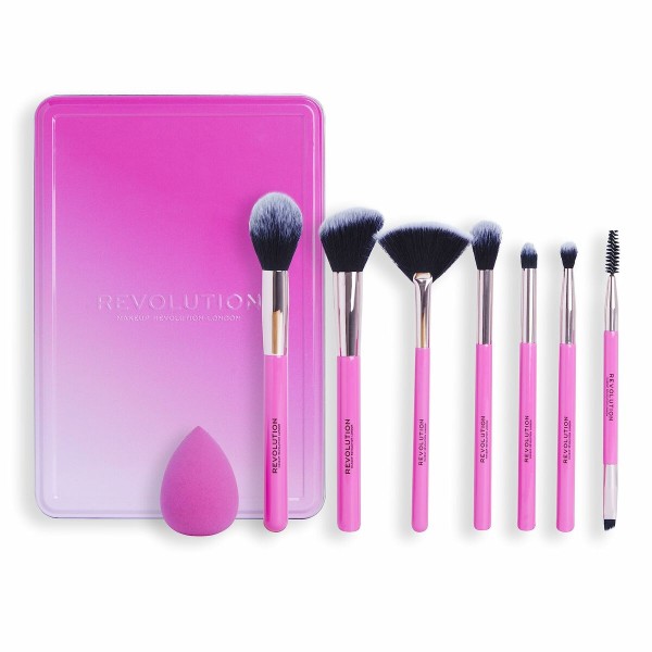 Komplekt meigi pintsleid Revolution Make Up The Brush Edit Roosa 8 Tükid, osad