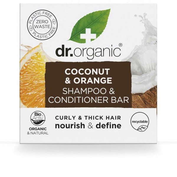 2-in-1 shampoo ja hoitoaine Dr.Organic Coconut and Orange 75 g Kiinteä