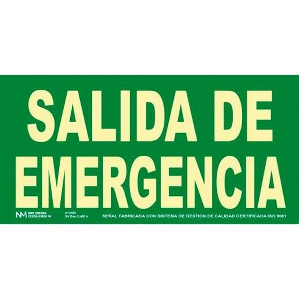 Zīme Archivo 2000 "SALIDA DE EMERGENCIA" PVC 32 x 16 cm