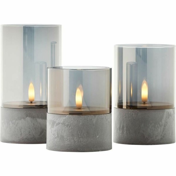 LED Candle Brilliant Grey Metal 3 Units