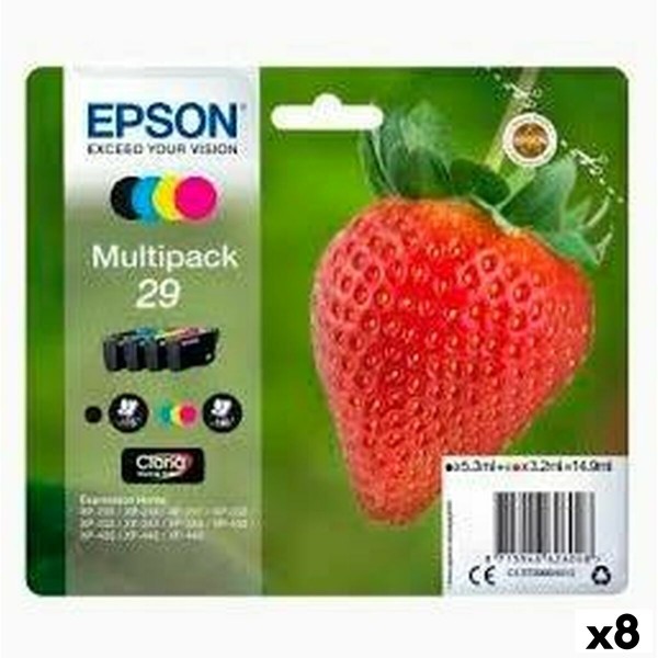 Alkunperäinen mustepatruuna Epson XP 235 332 335 432 435 Musta/Cyanin sininen/Magentan punainen/Keltainen 4 Kappaletta (8 osaa)