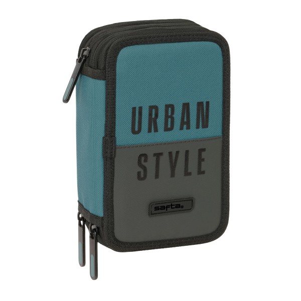 Penālis ar vietu trim zīmuļiem Safta Urban style Zils Pelēks 12,5 x 19,5 x 5,5 cm 37 Daudzums