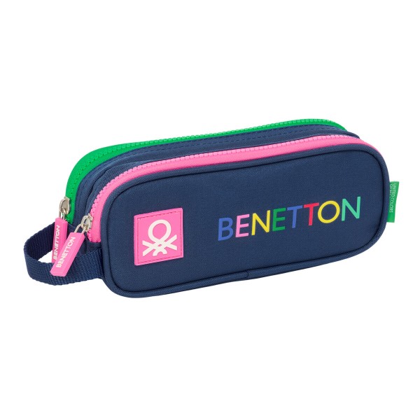 Double Carry-all Benetton Damero Navy Blue 21 x 8 x 6 cm