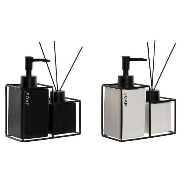 Vonios rinkinys Home ESPRIT Balta Juoda Metalinis Dolomite 14,5 x 8 x 17 cm 2 Dalys (2 vnt.)